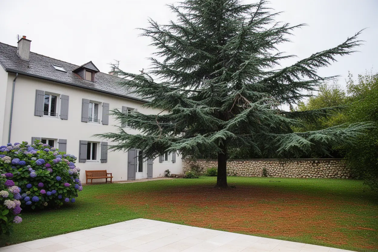 Grand cèdre dense avant élagage à Pau